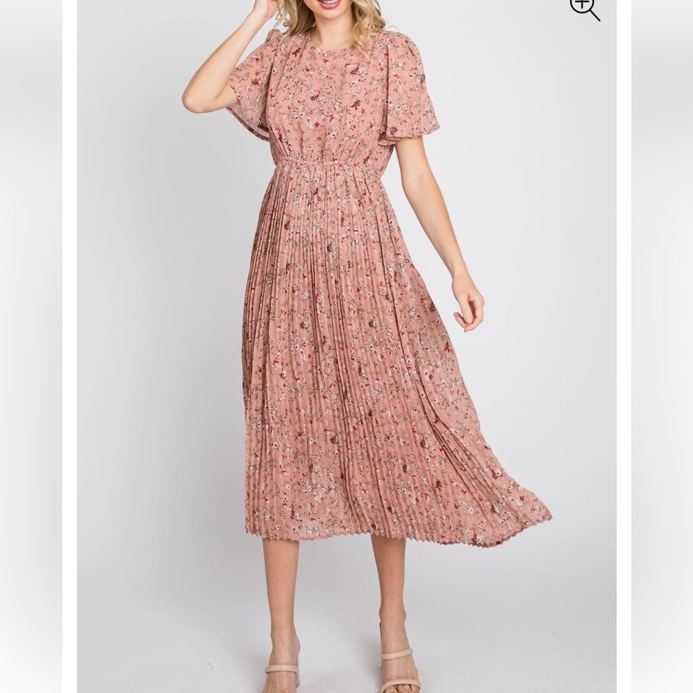New Hayden Lisa Angeles Size L ditsy floral pleated maxi cottage dress prairie